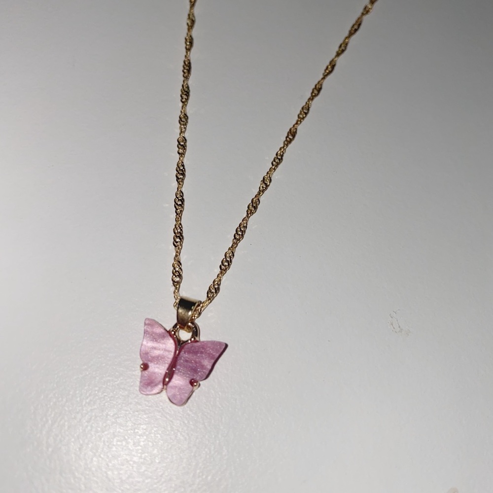 Pink Butterfly Necklace 😍
